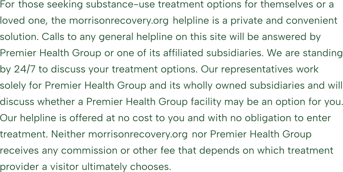 Disclosure: calls may be answered by an affiliated treatment provider; no referral fee is charged.